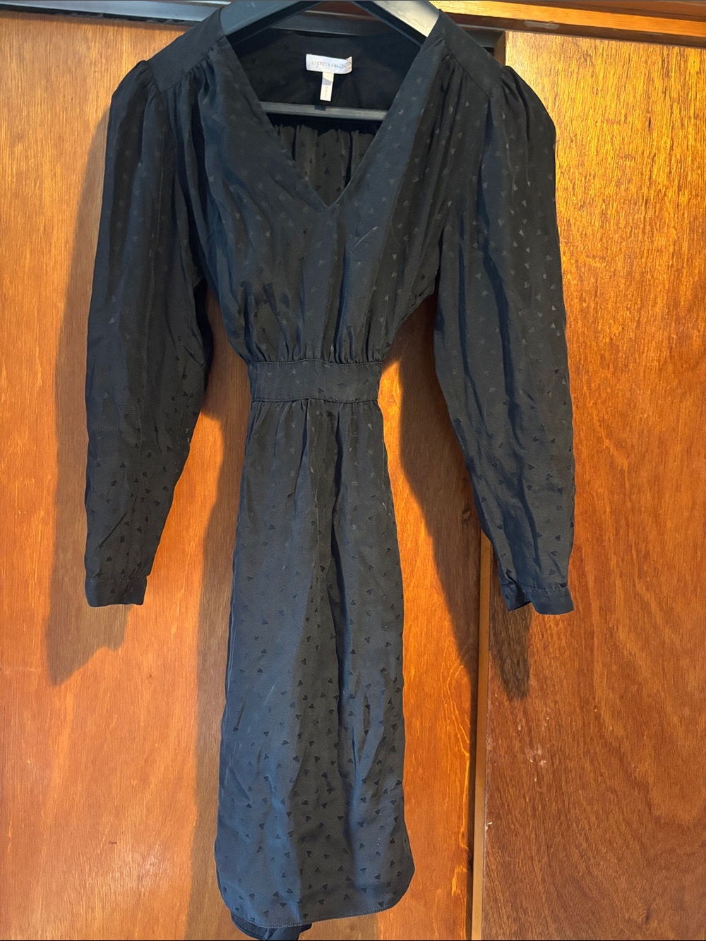 Rebecca Taylor Black Long-Sleeve Textured Midi Dress